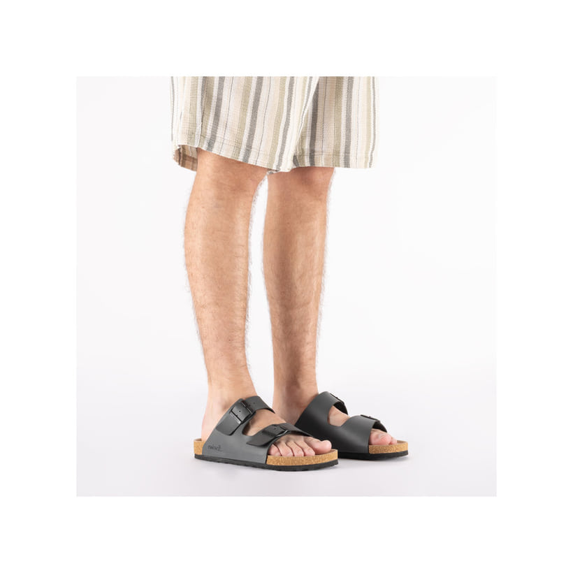 Mules Rieker grises pour homme 22190-45 avec boucles. Chaussure au pied.