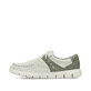 Mintgrüne vegane Rieker Damen Slipper 44000-52 mit einer Gummischnürung. Schuh Außenseite.