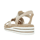 Beige Rieker Keilsandaletten V0649-62 mit Schmuckelementen sowie einem Gummizug. Schuh von hinten.
