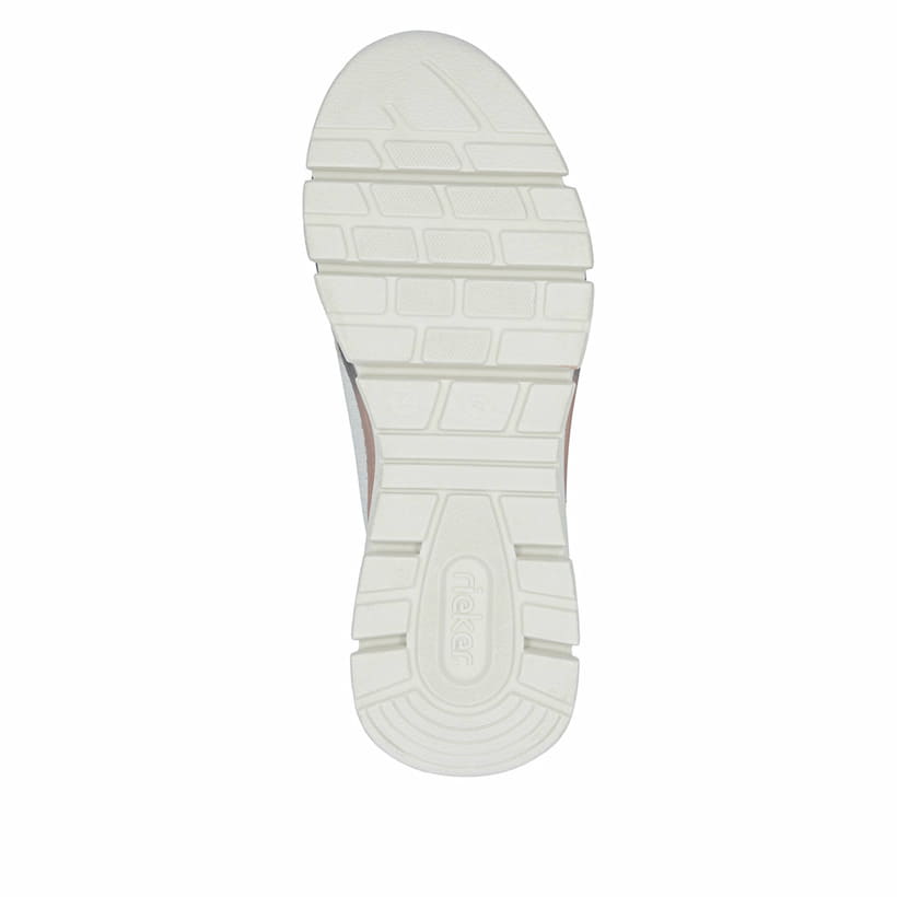 Rosane vegane Rieker Damen Sneaker High 48053-31 mit einem Reißverschluss. Schuh Laufsohle.