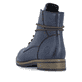 Bottes à lacets Rieker bleues femmes 72222-14 avec laçage enveloppant. Chaussure vue de l'arrière.