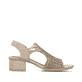 Beige Rieker Riemchensandaletten 64962-60 mit Gummizug sowie leichter Sohle. Schuh Innenseite.