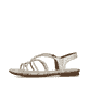 Beige Rieker Damen Riemchensandalen 64270-60 mit Strasssteinen sowie Gummizug. Schuh Außenseite.