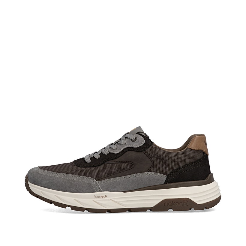 Baskets basses Rieker marron pour homme 06100-25 avec fermeture éclair. Côté extérieur de la chaussure.