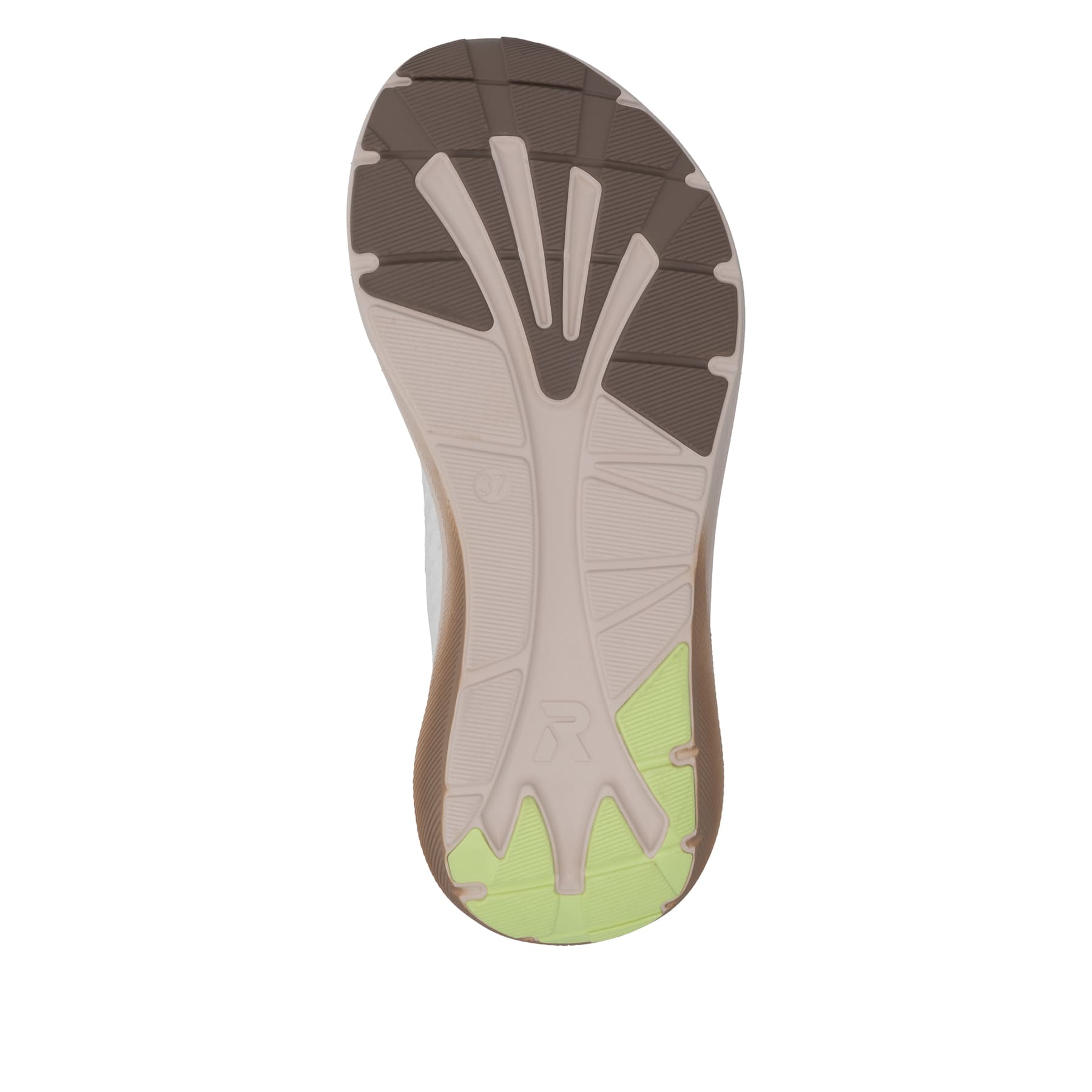 Weisse Rieker Sport Damen Sneaker Low W4301-80. Schuh Laufsohle.