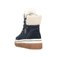 Dunkelblau-beige Rieker Damen Schnürstiefel Y6347-14 aus Rauleder. Schuh von hinten.