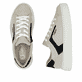 Beigeschwarze Rieker Damen Sneaker Low N9900-60 mit einem Reißverschluss. Schuh von oben, liegend.
