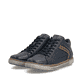 Dunkelblau-braune Rieker Herren Schnürstiefel 17940-14 aus Glattleder. Schuhpaar seitlich schräg.