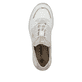 Weiße Rieker Damen Slipper L3294-80 mit einem Gummizug. Schuh von oben.