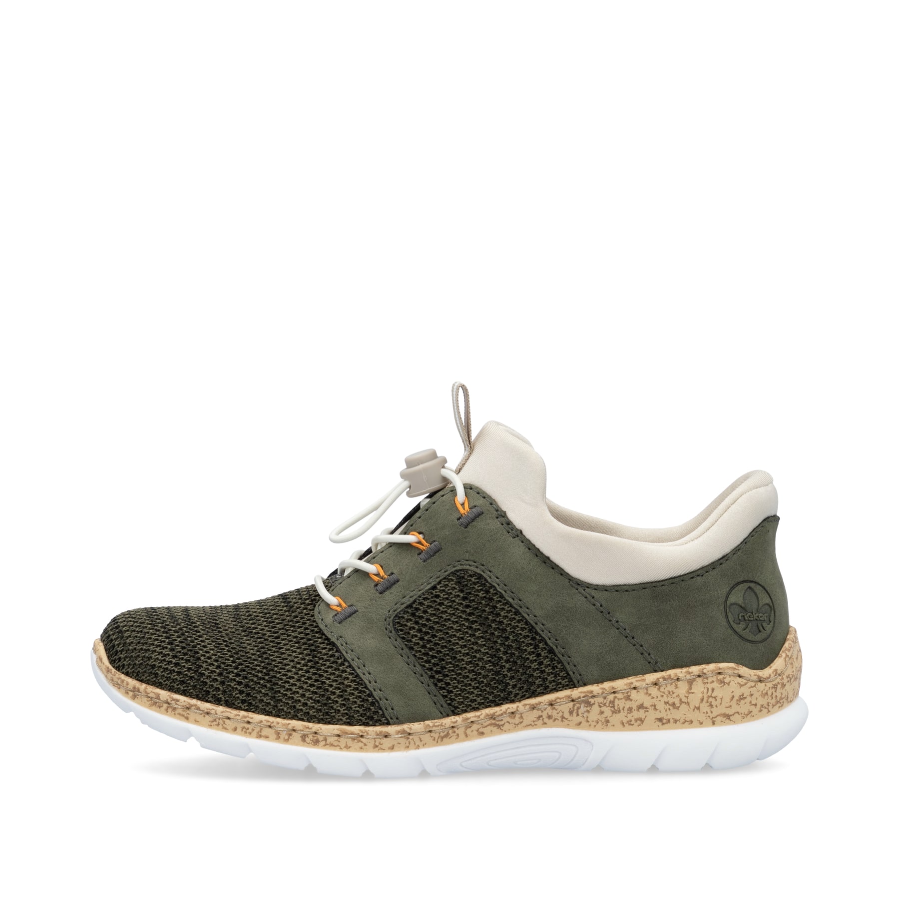 Chaussons Rieker verts pour femme N42G4-54 avec fonction slip-in Ready2GO. Côté extérieur de la chaussure.