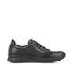 Zartrosane vegane Rieker Damen Loafer 58955-31 mit einem Elastikeinsatz. Schuh Außenseite gespiegelt.