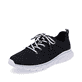 Blaue Rieker Damen Sneaker Low 54022-14 mit ultraleichter Sohle sowie Schnürung. Schuh seitlich schräg.