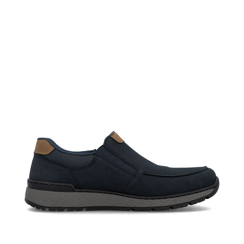 Dunkelblaue Rieker Herren Slipper B9062-15 mit einer schockabsorbierenden Sohle. Schuh Innenseite