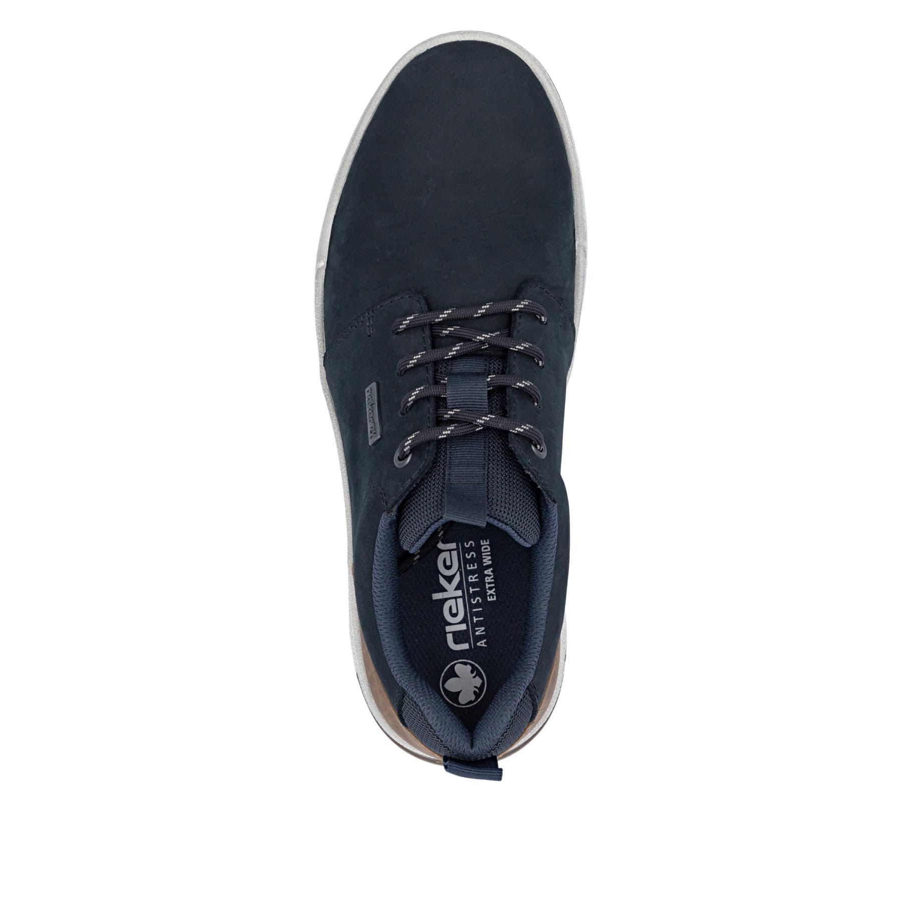 Dunkelblaue Rieker Herren Sneaker Low 36005-14 aus Rauleder. Schuh von oben.