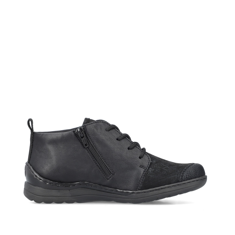Champagnerfarbene Rieker Damen Slipper 487C0-60 mit einem Klettverschluss. Schuh Außenseite gespiegelt.