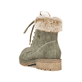 
Staubgraue Rieker Damen Stiefeletten Y9071-40 mit einer Profilsohle mit Blockabsatz. Schuh seitlich schräg