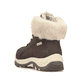 Dunkelbraun-beige Rieker Damen Schnürstiefel M9610-25 mit weichem Kragen. Schuh von hinten.