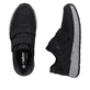 Schwarze Rieker Herren Slipper 11552-00 aus Glattleder mit einem Klettverschluss. Schuh von oben, liegend.