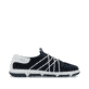 Blaue Rieker Damen Slipper 42450-14 mit einem Gummizug sowie der Extraweite H. Schuh Innenseite.