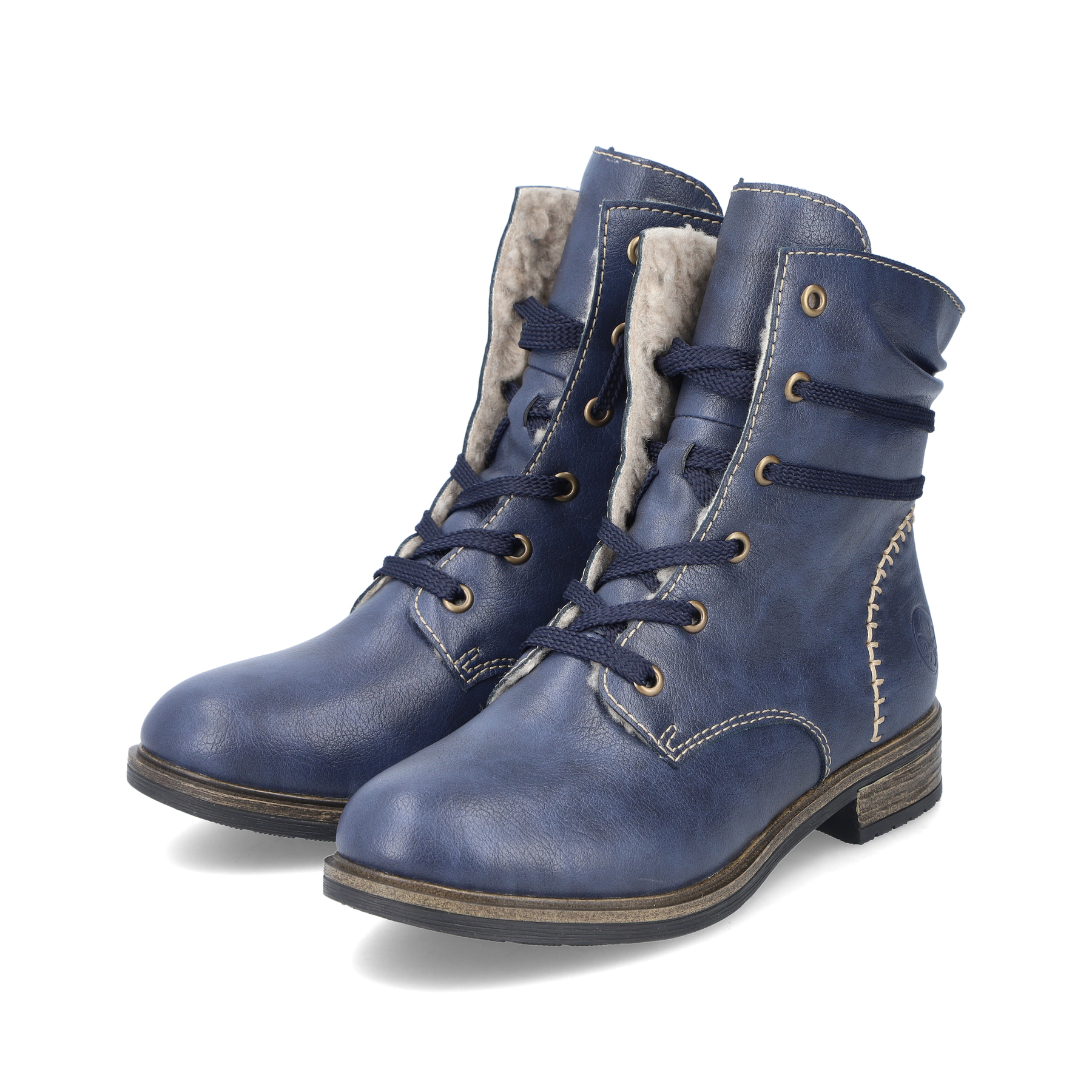 Asphaltschwarze Rieker Damen Stiefeletten 71675-01 mit Reißverschluss. Schuh Innenseite