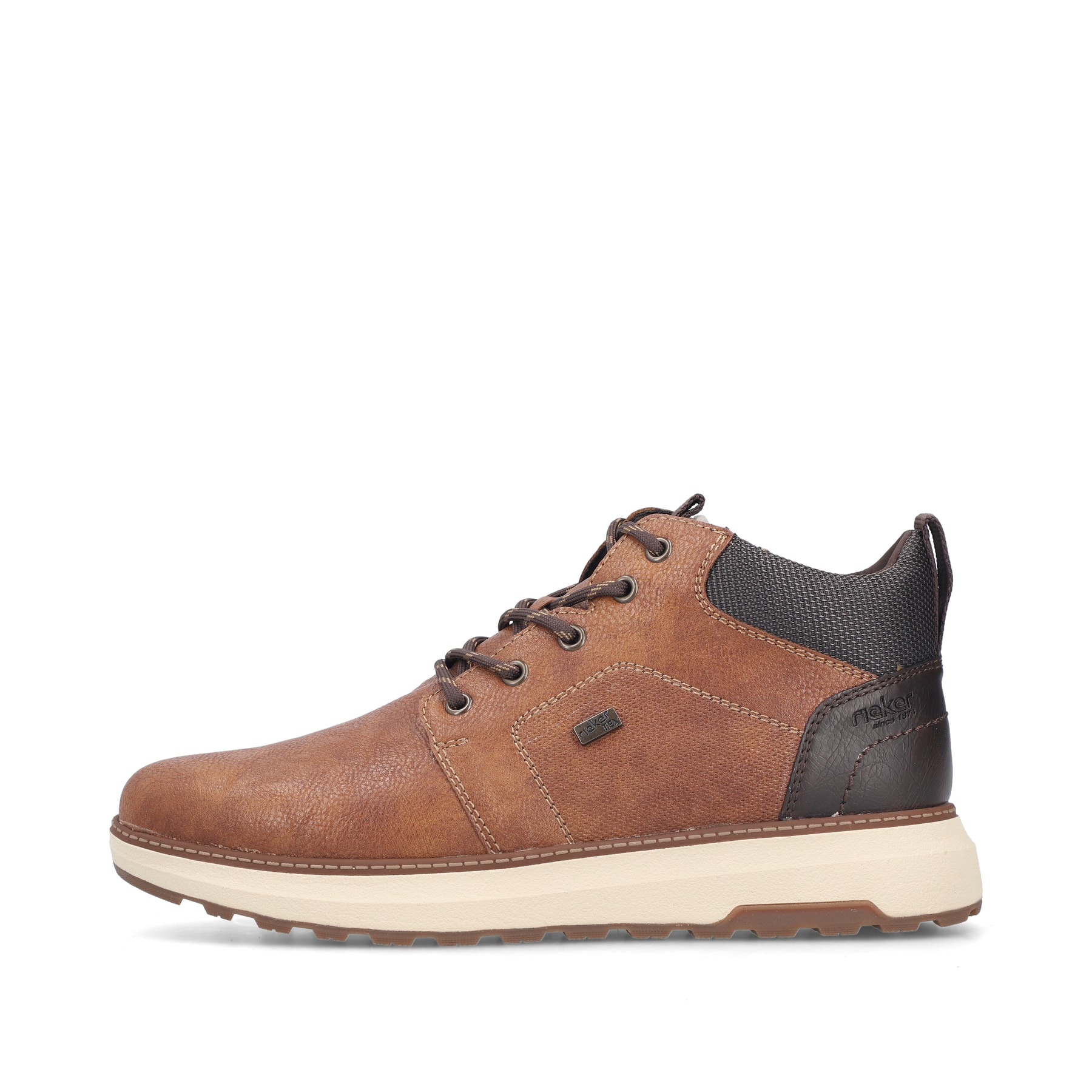 Braun-schwarze Rieker Herren Sneaker High B5530-25 mit einem Reißverschluss. Schuh Außenseite.