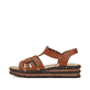 Braune Rieker Keilsandaletten 62918-22 mit einem Gummizug. Schuh Außenseite.