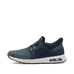 Blaue Rieker Herren Slipper B1053-14 mit Rieker Air Sohlenfenster. Schuh Außenseite.