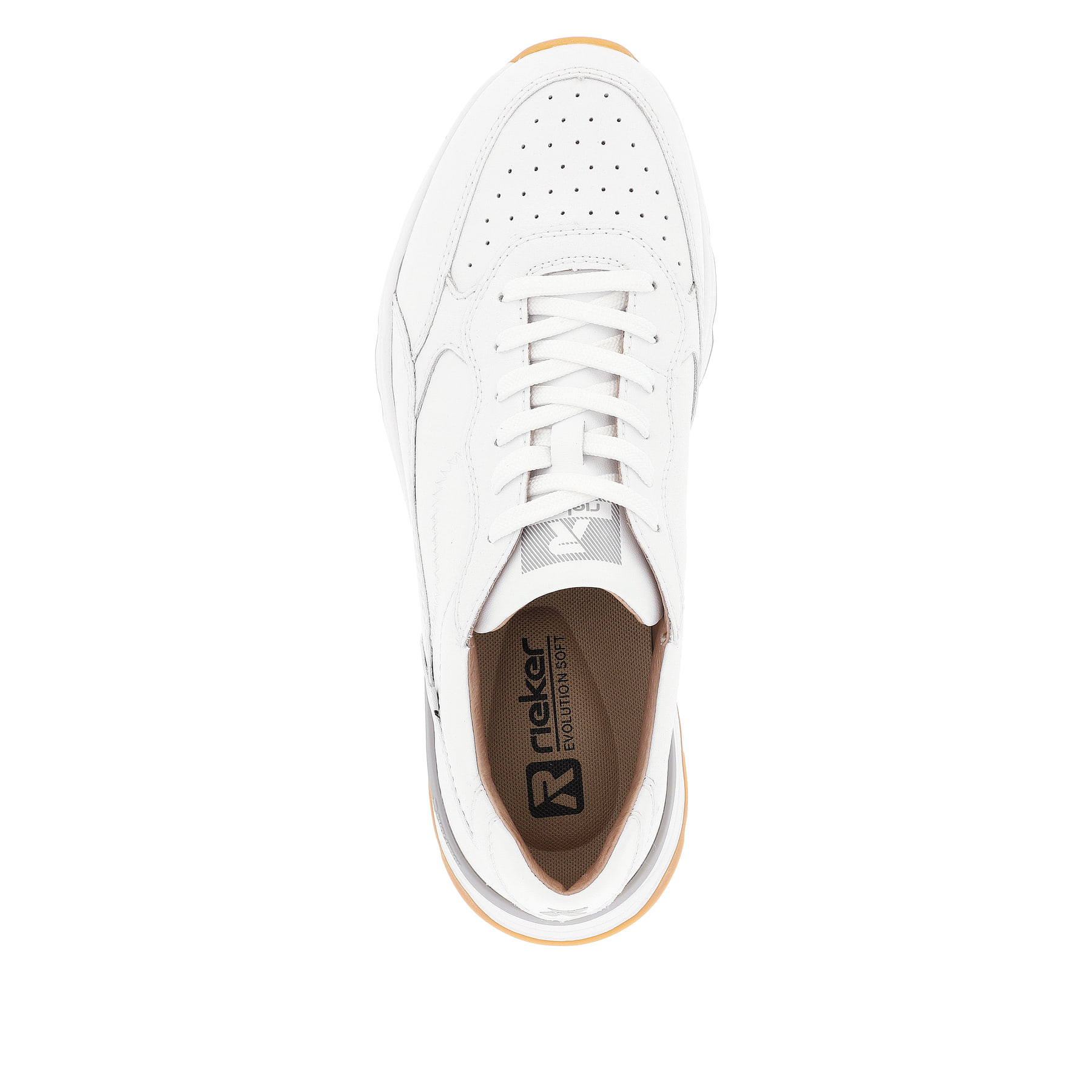 Weiße Rieker Herren Sneaker Low U0901-80 mit super leichter und flexibler Sohle. Schuh von oben.