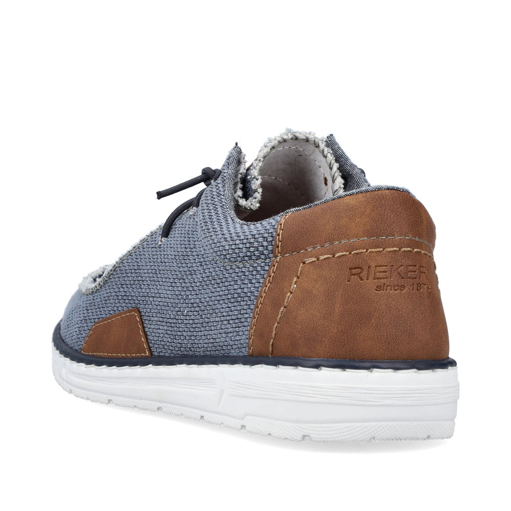 Chaussons Rieker bleus pour homme 08600-12 avec bande élastique. Chaussure vue de l'arrière.