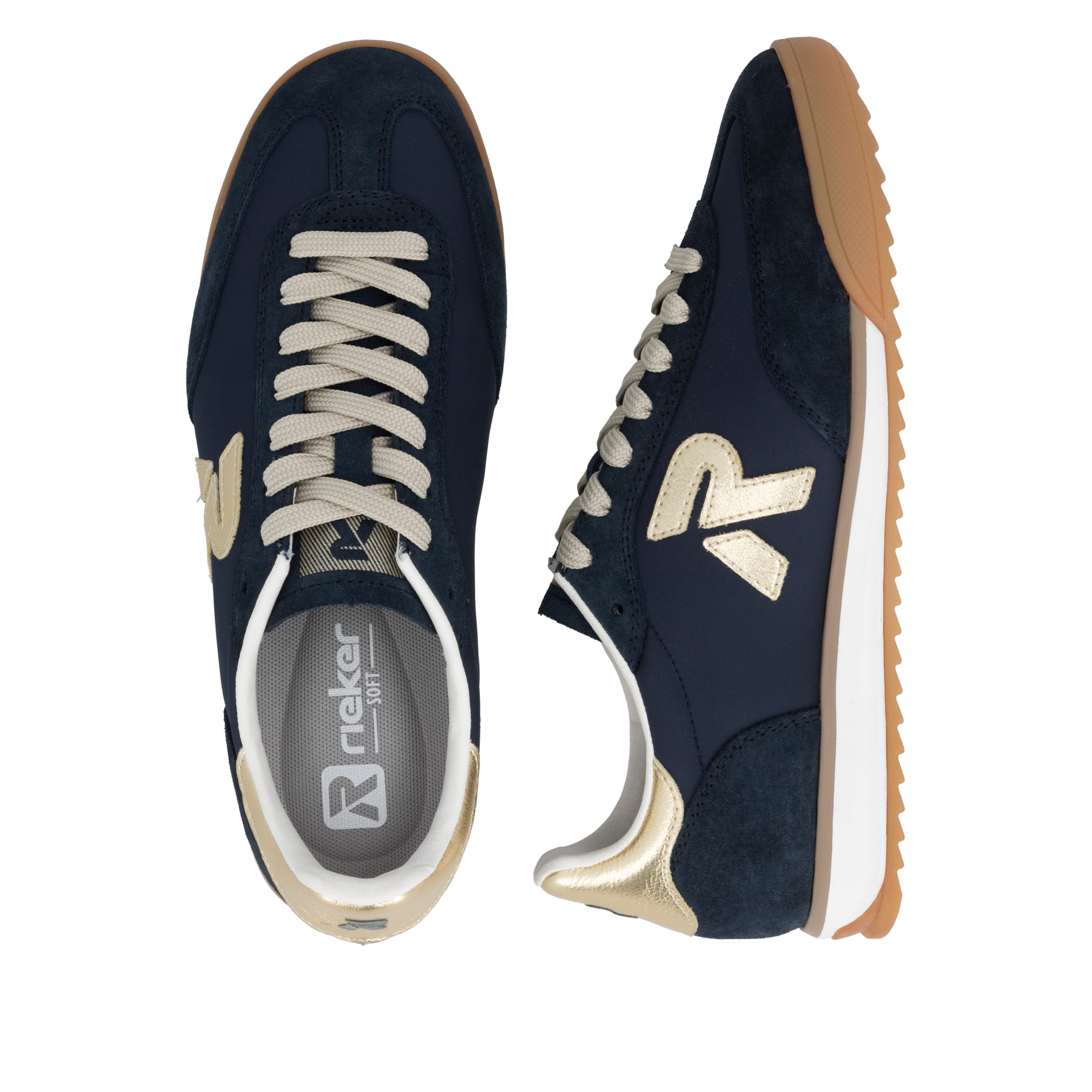 Blaue Rieker Sport Damen Sneaker Low W4000-15. Schuh von oben, liegend.