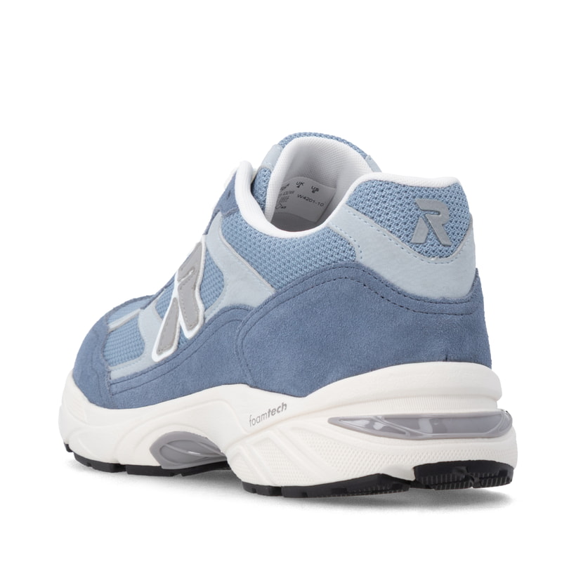Blaue Rieker Sport Damen Sneaker Low W4201-10. Schuh von hinten.