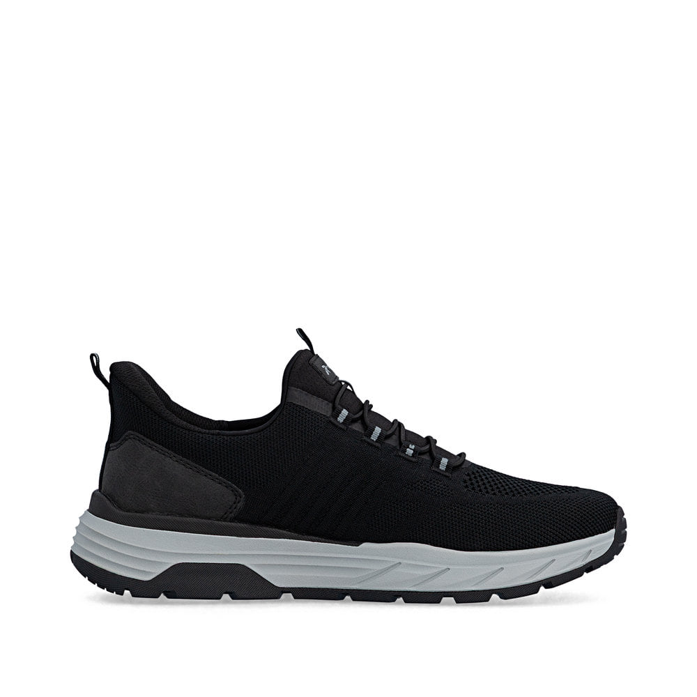 Schwarze Rieker Herren Slipper 06153-00 mit easy Hineinschlüpf-Möglichkeit. Schuh Innenseite.