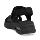 Schwarze vegane Rieker Damen Trekkingsandalen W3151-00 mit einem Klettverschluss. Schuh von hinten.