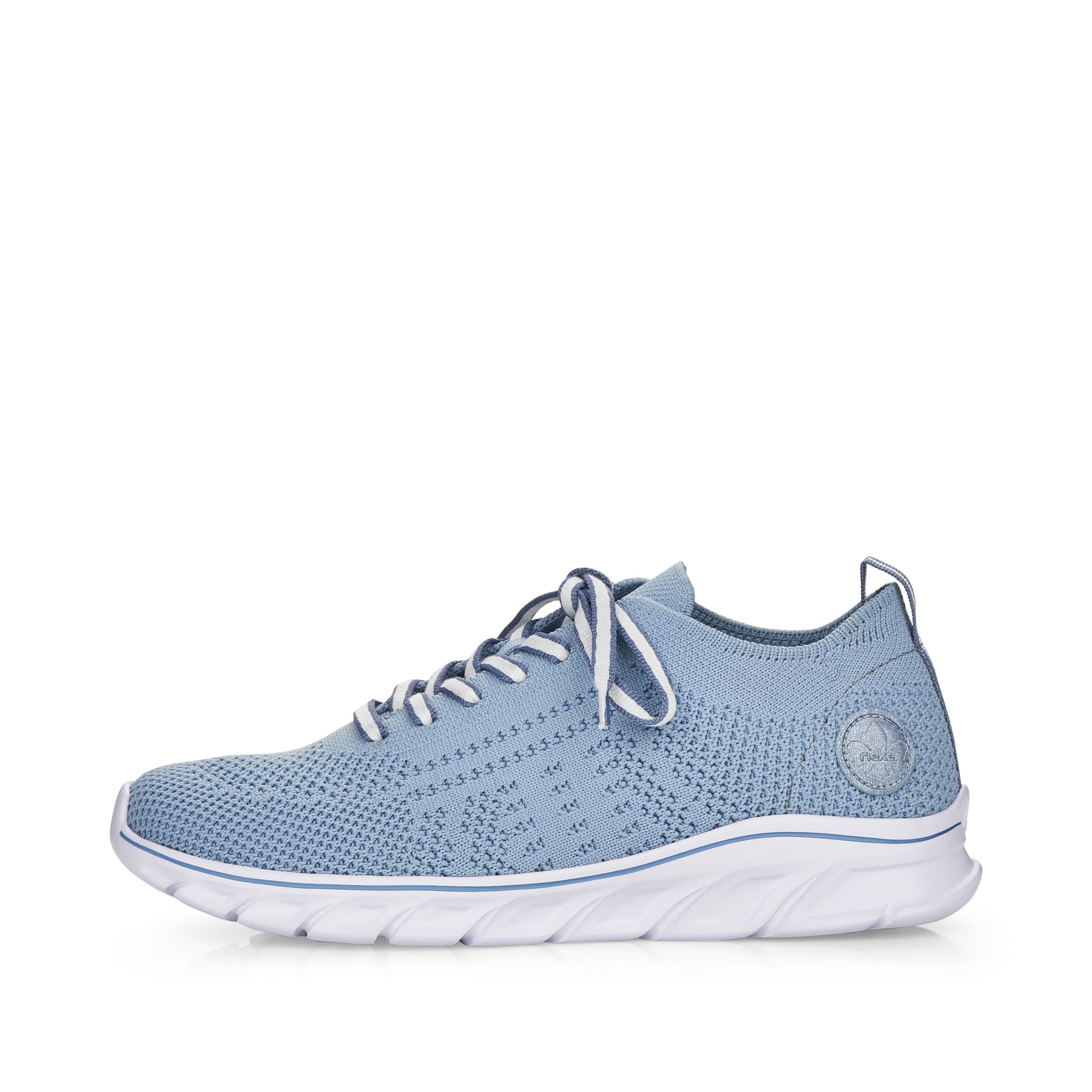 Blaue Rieker Damen Sneaker Low 54020-12 mit ultra leichter und flexibler Sohle. Schuh Außenseite.