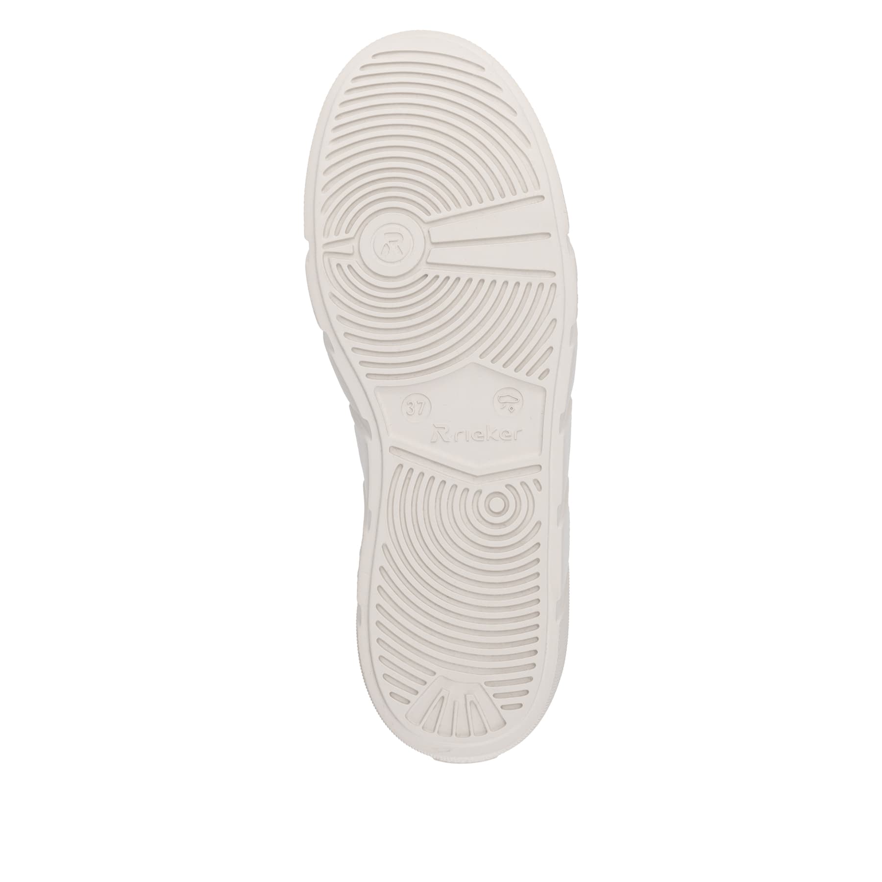 Weiße Rieker Damen Sneaker Low W2601-82 aus Glattleder. Schuh Laufsohle.