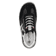 Schwarze Rieker Damen Slipper L0363-00 mit einem Reißverschluss. Schuh von oben.