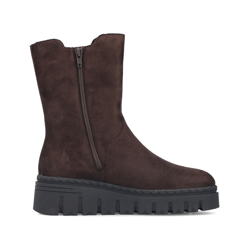 Dunkelbraune Rieker Damen Chelsea Boots Z8983-25 mit einem Reißverschluss. Schuh Innenseite.