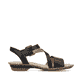 Schwarze Rieker Riemchensandaletten 63460-00 mit trendigen Schnalle. Schuh Innenseite.
