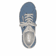 Blaue Rieker Damen Slipper 45973-14 mit Deko-Reißverschluss sowie einem Gummizug. Schuh von oben.