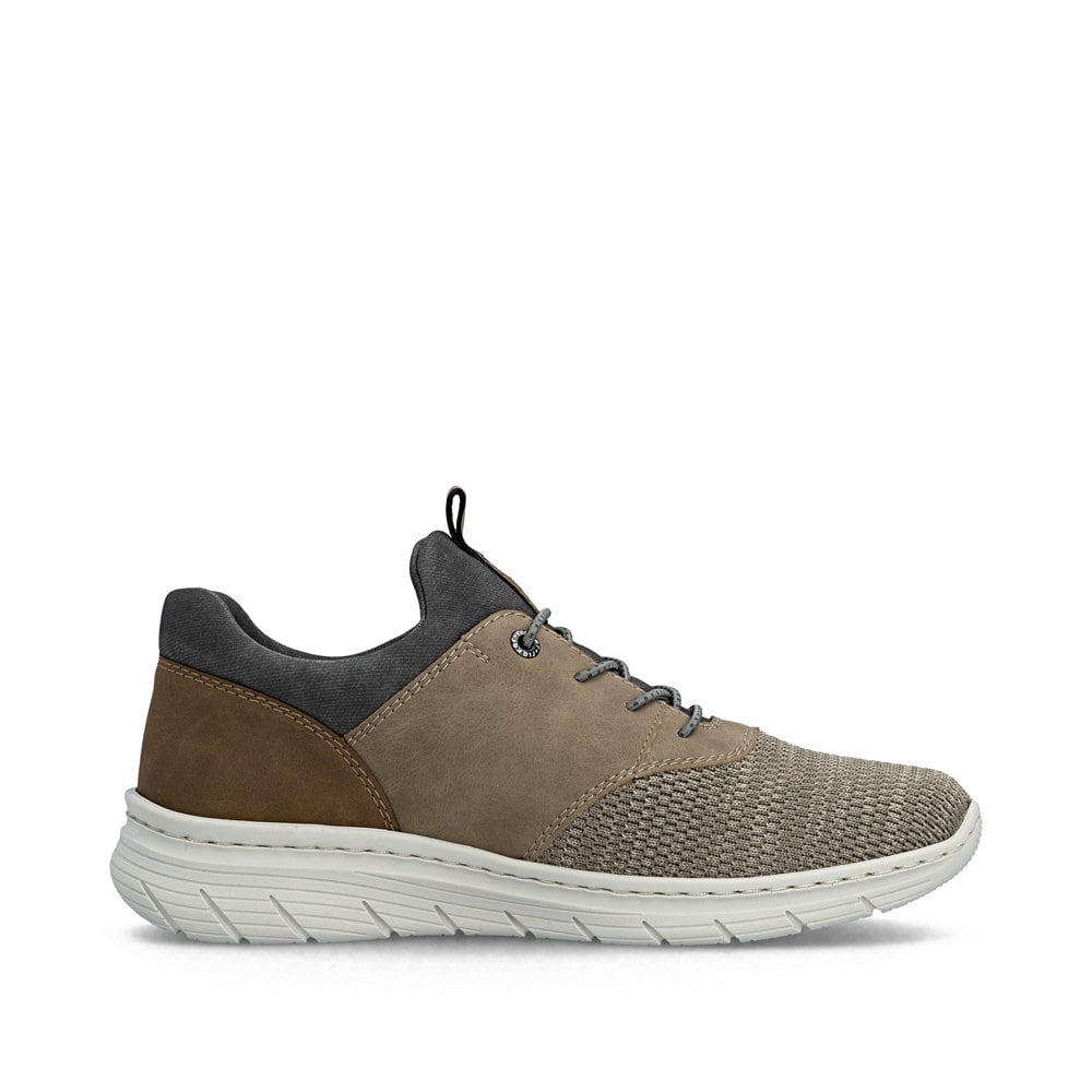 Mocassins Rieker beiges pour homme 13150-64 avec bande élastique. Côté intérieur de la chaussure.