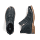 Dunkelgrüne Rieker Damen Kurzstiefel 73553-54 mit modischer Faltenoptik. Schuh von oben, liegend.