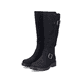 Schwarze Rieker Damen Hochschaftstiefel 73292-00 mit einem Reißverschluss. Schuhpaar seitlich schräg.
