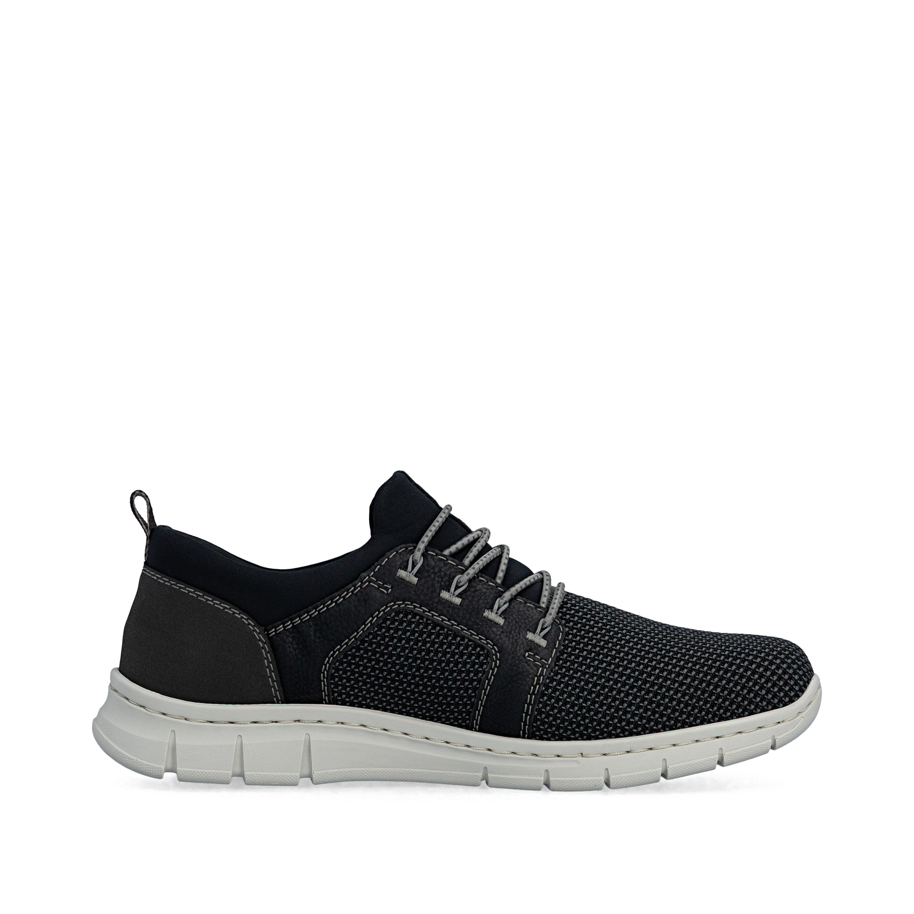 Mocassins Rieker noirs pour homme B7796-02 avec bande élastique. Intérieur de la chaussure.