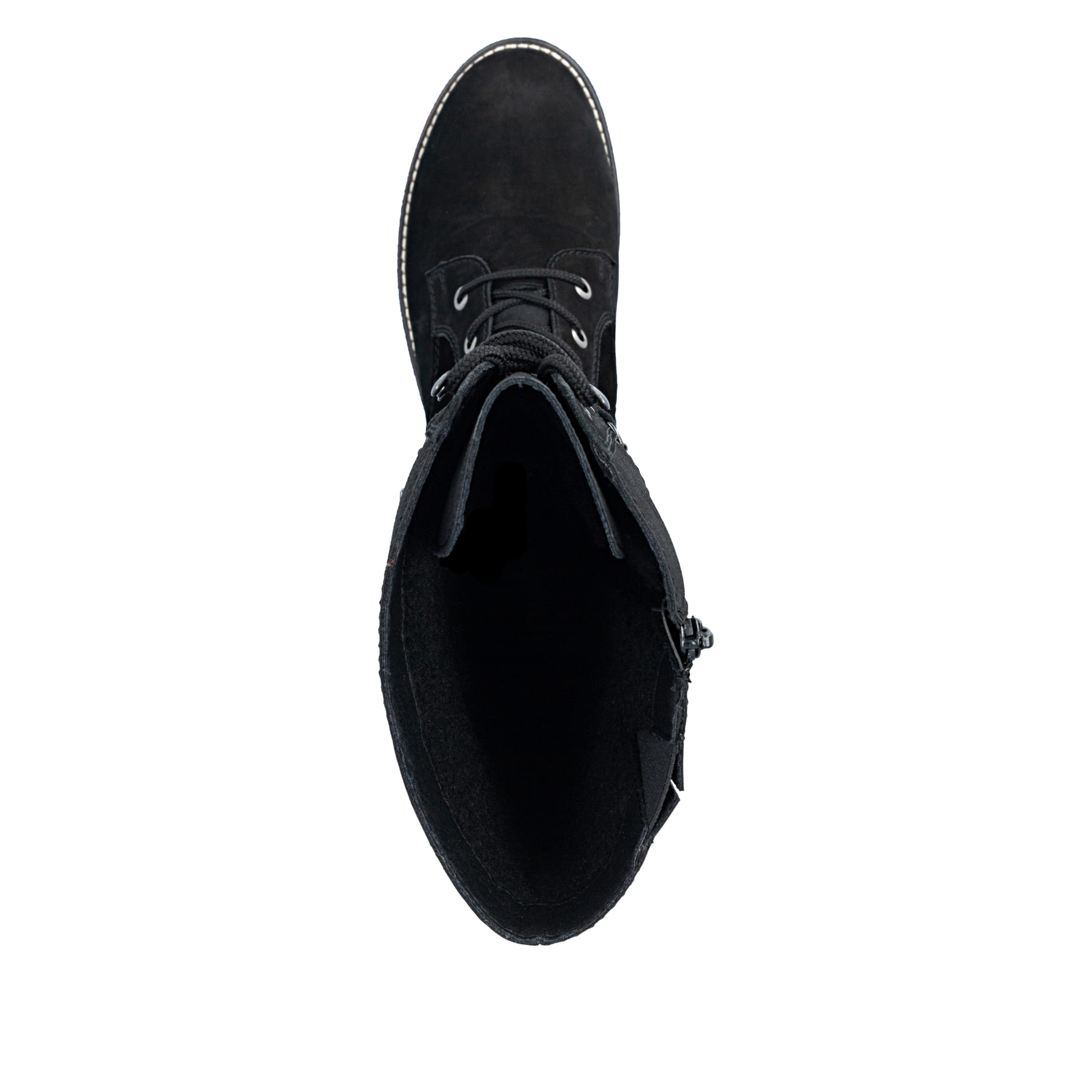 Schwarze Rieker Damen Hochschaftstiefel Y8101-00 aus Rauleder. Schuh von oben.