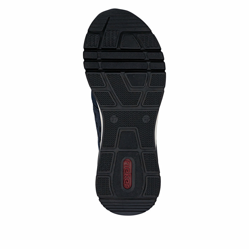 Dunkelblaue Rieker Damen Sneaker Low M6651-14 mit Gummizug sowie Extraweite H. Schuh Laufsohle.