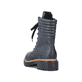 
Pazifikblaue Rieker Damen Biker Boots 72600-14 mit Schnürung und Reißverschluss. Schuh von hinten