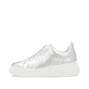 Silberne Rieker Damen Sneaker Low W2301-90 mit einer Gummischnürung. Schuh Außenseite.