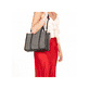 Sac à main Rieker H1013-92 noir avec style raphia et fermeture éclair. Porté.