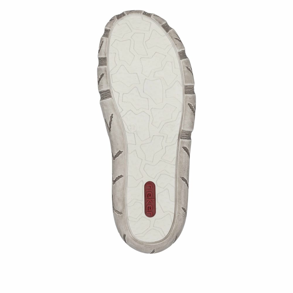 Weiße Rieker Damen Slipper L0355-80 mit einem Reißverschluss. Schuh Laufsohle.