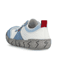 Weißblaue Rieker Damen Schnürschuhe L0307-80 mit eleganten Zierlochungen. Schuh von hinten.